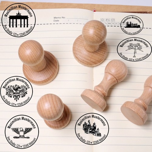 Runder holzstempel mit motiv - runder,