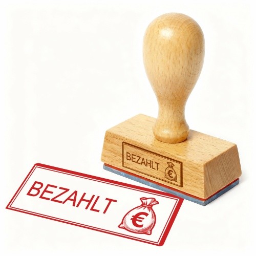 Bürostempel bezahlt geldsack - bezahlt,