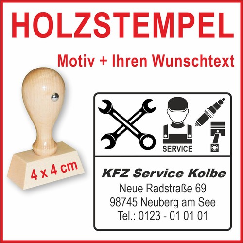 Holzstempel mit wunschtext kfz - mit,
